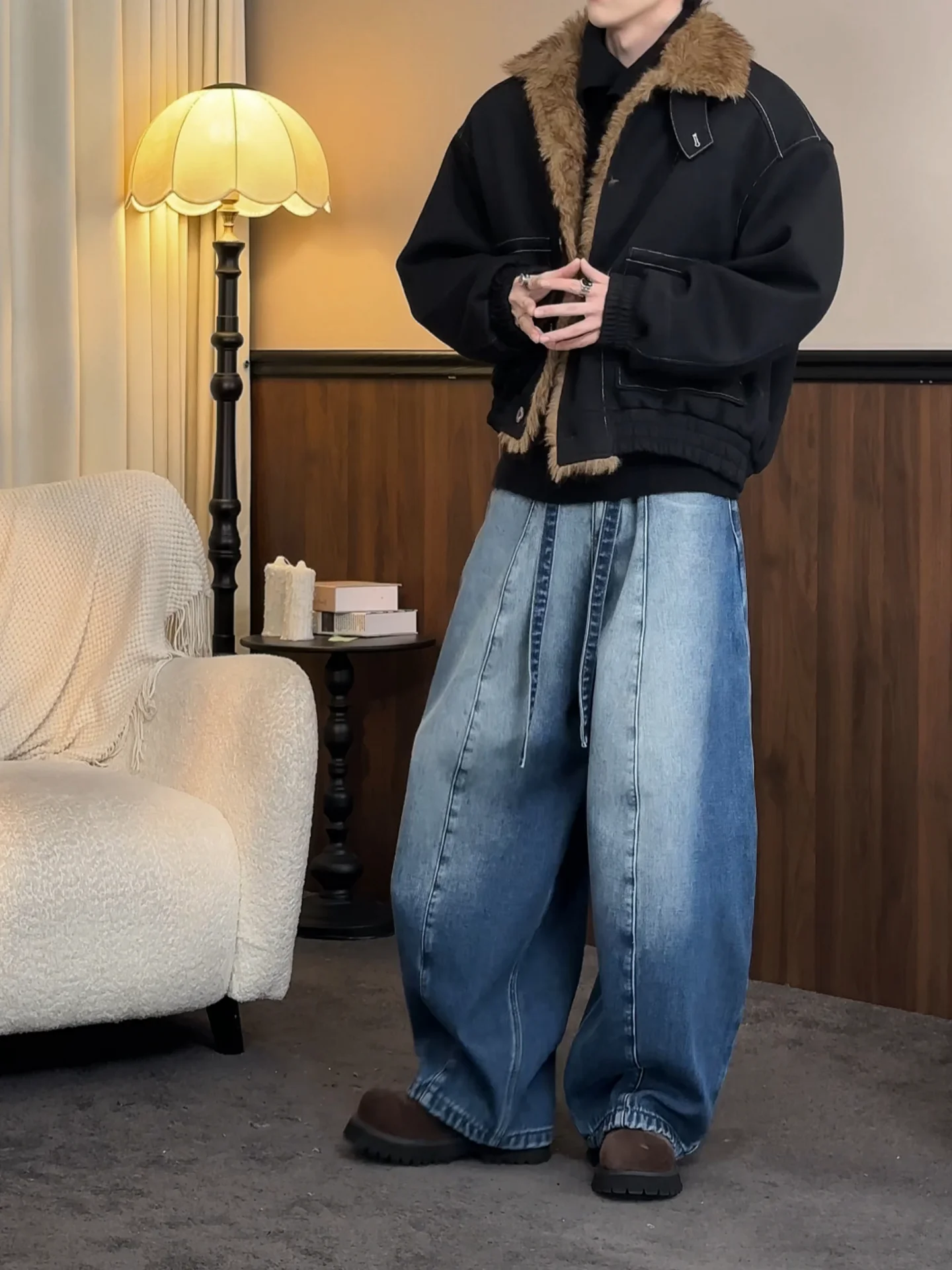 

Новые модные повседневные джинсы в стиле ретро в американском стиле, универсальные прямые брюки, классическая универсальная мужская одежда Ciwalk