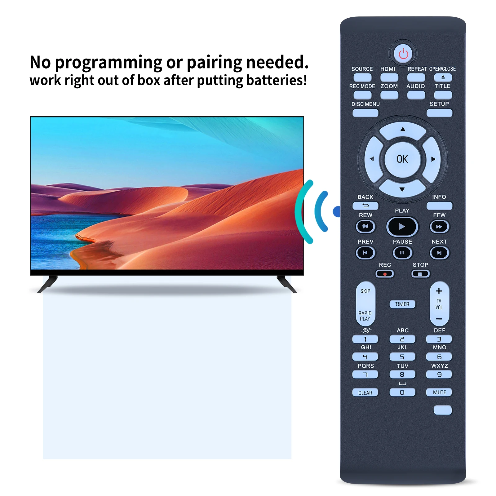 New Remote Control For PHILIPS DVDR3475 DVDR3475/37 DVDR3475/37B