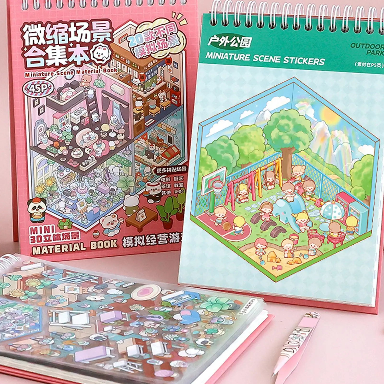 

Scenes Cartoon Landscape Sticker Book Forest Village DIY 3D Sticker Cabin Scene Pocket Visual Effect Decals Birthday Girls Gift