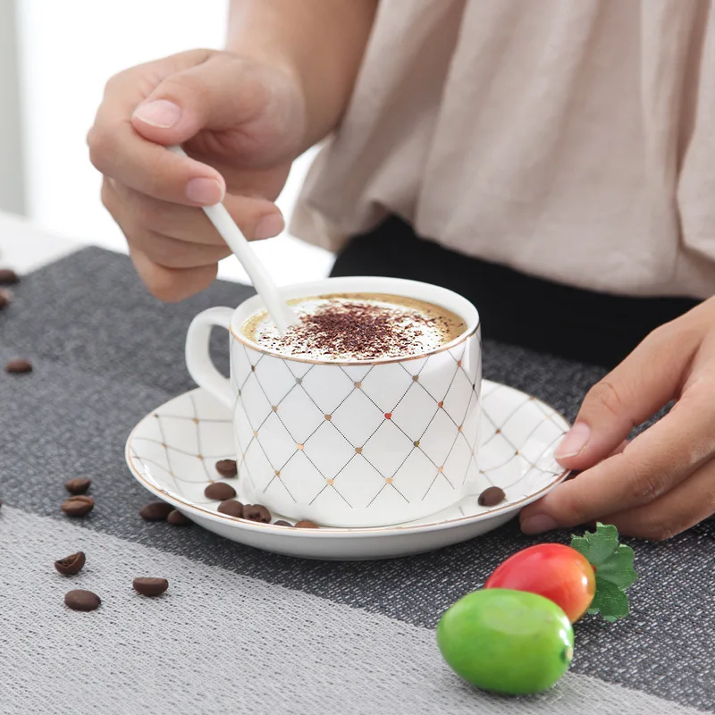 Ceramic Coffee Cup with Plate Office Meeting Household European Afternoon Cup 180ml Men's and Women's Cup Set V60 Coffee Set