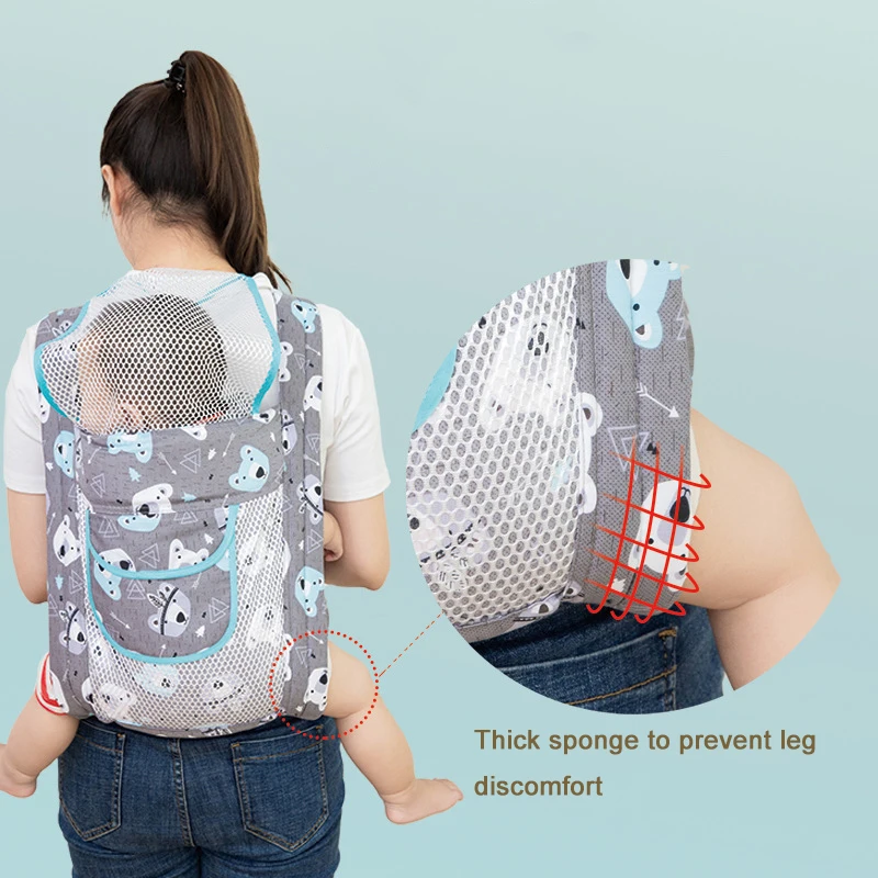 Babytrage, verstellbar, vordere Umarmung, horizontale Umarmung, ergonomisch, niedlich bedruckt, atmungsaktiv, für Neugeborene, Gürteltrage, Outdoor-Tragewerkzeug