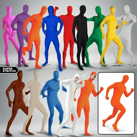 24 Zentai Invisible Jumpsuit Cosplay Costume Bodysuits Halloween Carnival Skin Tight Suit Spandex Stretch Disappearing Jumpsuit