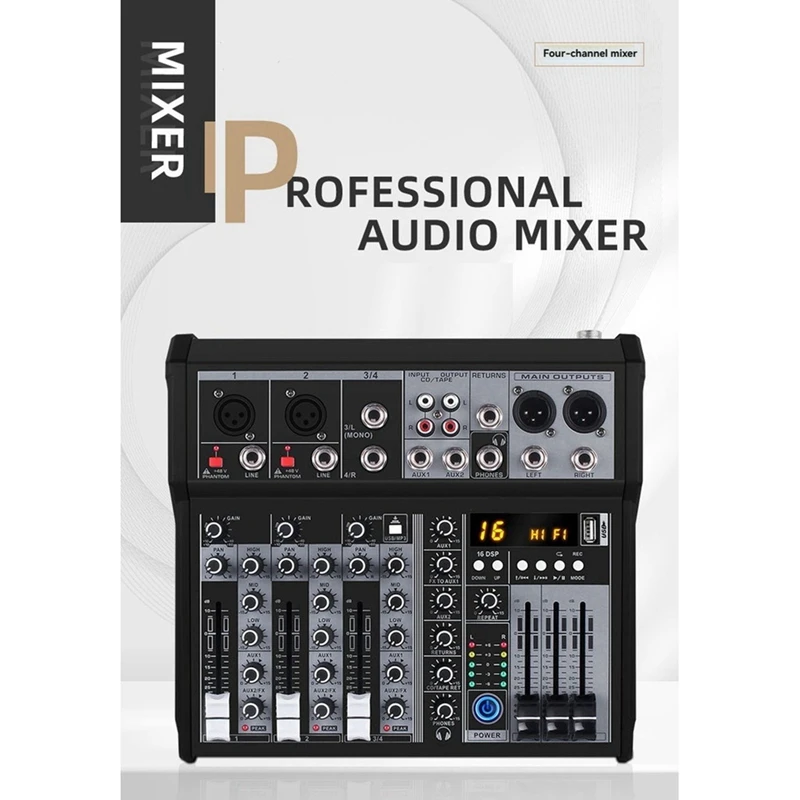 SCLS 4 قناة بلوتوث جهاز مزج الصوت الصوت خلط وحدة التحكم واجهة الصوت USB كارت الصوت لمرحلة الاستوديو DJ المنزل