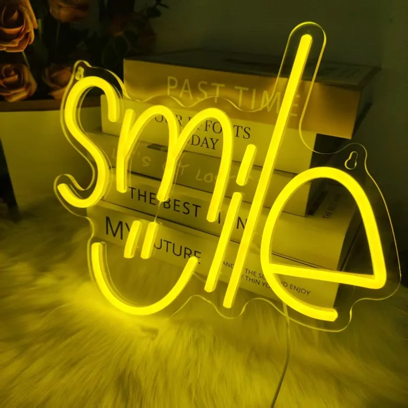 Smile Neon Sign LED Neon Light with Dimmer USB Powered Lights Plaques