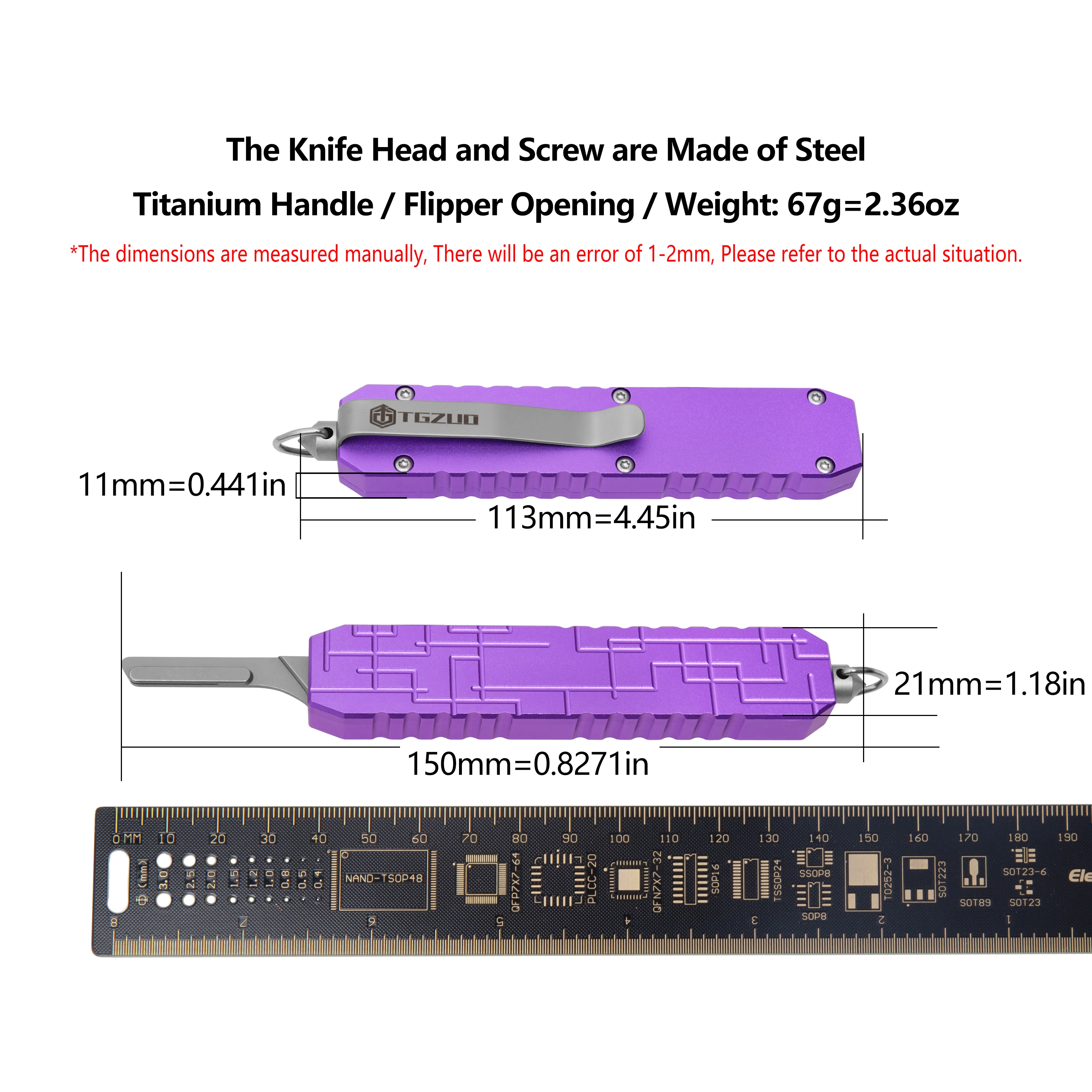 Purple Aluminum Alloy Handle Steel Blade Head Woodworking Outdoor Hand Tool TGZUO