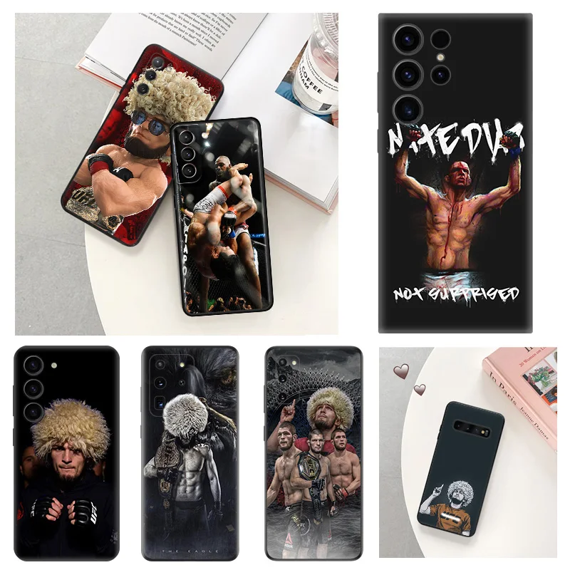 Phone Case For Samsung S24 Note20 Ultra S23 S22 S21 S20 Galaxy S10 Plus kHabib Nurmagomedov Black Soft Anti-Drop Cover