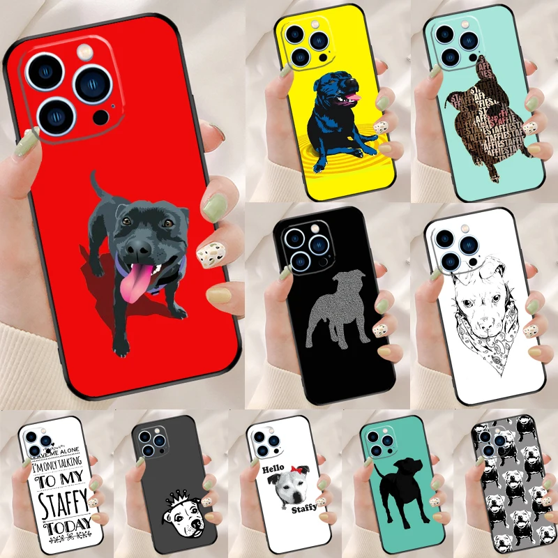 Funda Staffy Staffordshire Bull Terrier para iPhone 16 Pro Max 11 12 13 Mini 14 15 Pro Max 16 Plus XR 16e, funda trasera para teléfono