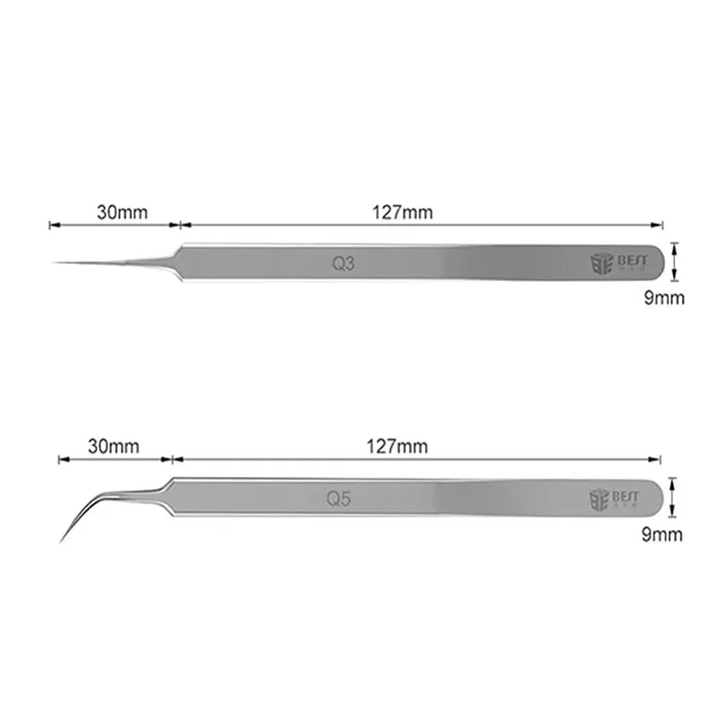 Ultra Tweezers Precision Stainless Steel Curved Forceps with Fine Tips for Micro Phone Computer PC Repair Tin IC Chip Planting