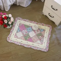 Ins Style Cotton Bedroom Bedside Non-slip Foot Mats Home Living Room Decorative Floor Pad Floral Pattern Balcony Bay Window Mat