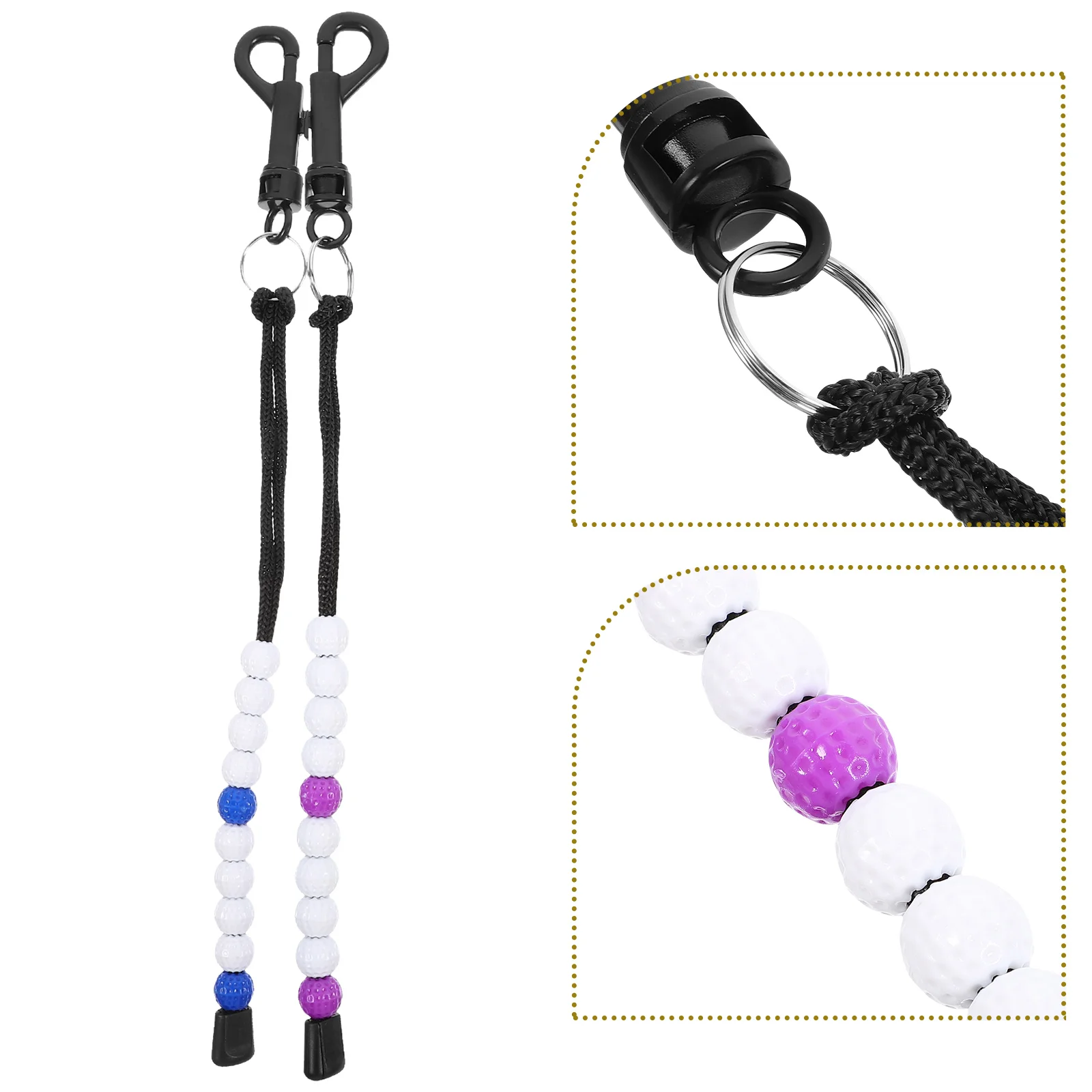 2pcs Stroke Wrist Chain Golfing Scoring Bead Golf Score Counter Chain Durable Abs Nylon Material Portable Golf Training Tool