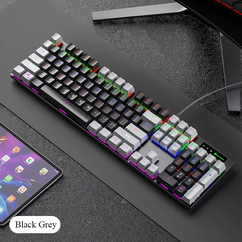 

Backlight wired mechanical keyboard 104 key color blocked keycap game office keyboard dynamic RGB lighting laptop PC peripherals