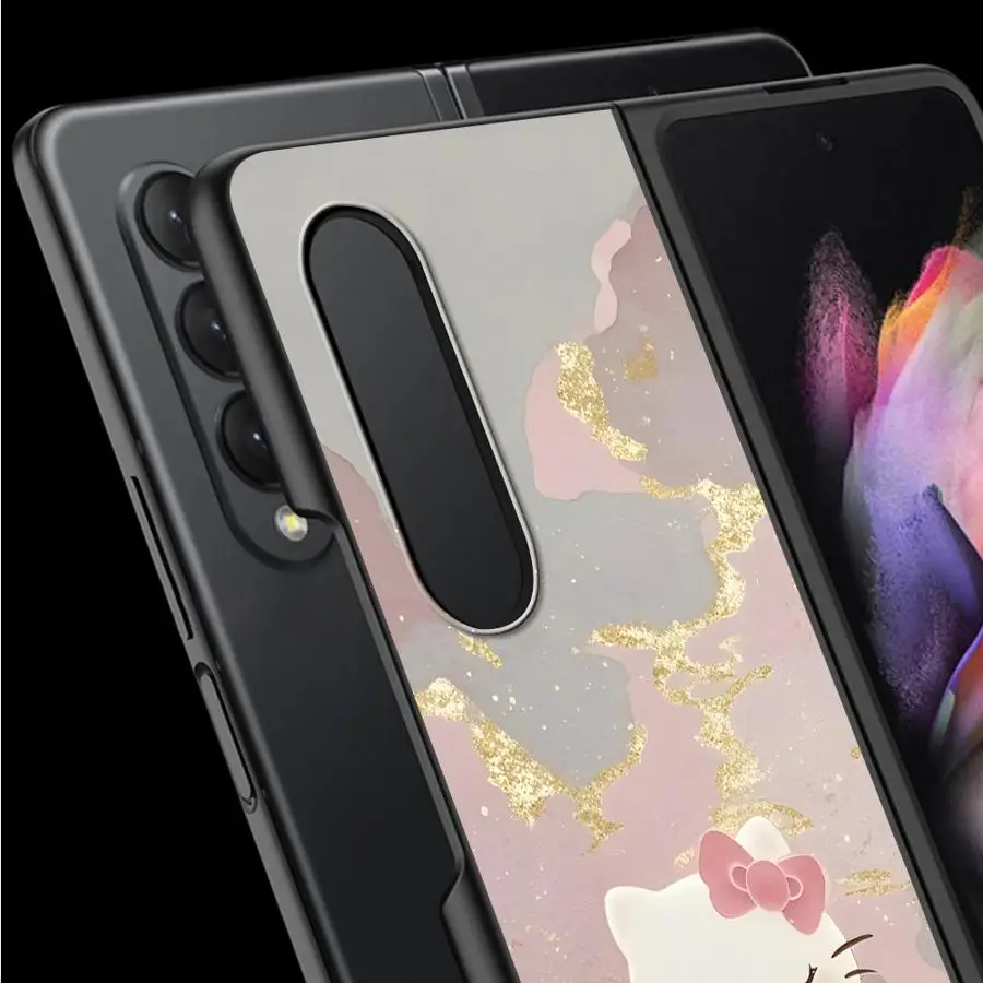Funda trasera de teléfono para Samsung Galaxy ZFold6 ZFold7 ZFold3 ZFold4 ZFold5 Z Fold 7 6 5 4 3 Sanrio Vintage Hello Kitty