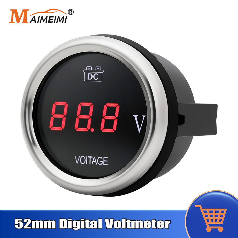 

52mm Digital Voltmeter Waterproof Voltage Gauge Volt Meter Universal For 12V 24V Vehicle Cars Accessories