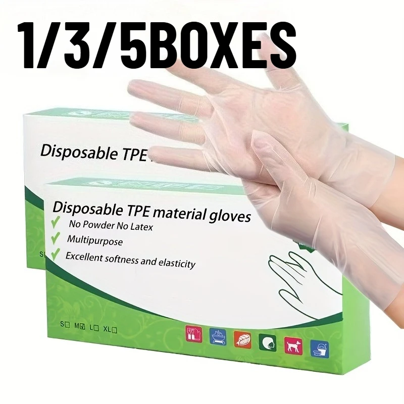 

1/3/5Boxes Food Grade Disposable TPE Gloves Portable Cleaning for Kitchen Bathroom Cleaning Transparent Food Gloves