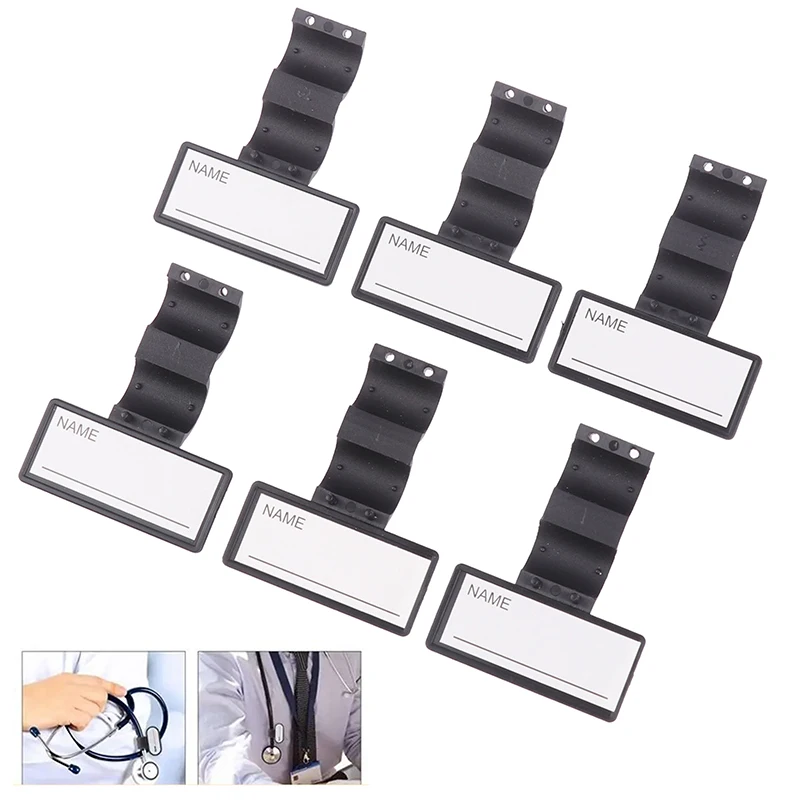 1/5pcs Practical Name Tag For Stethoscope Identification Card Plastic Magnets Holder Clip Medical Label Tube Nameplate Badges