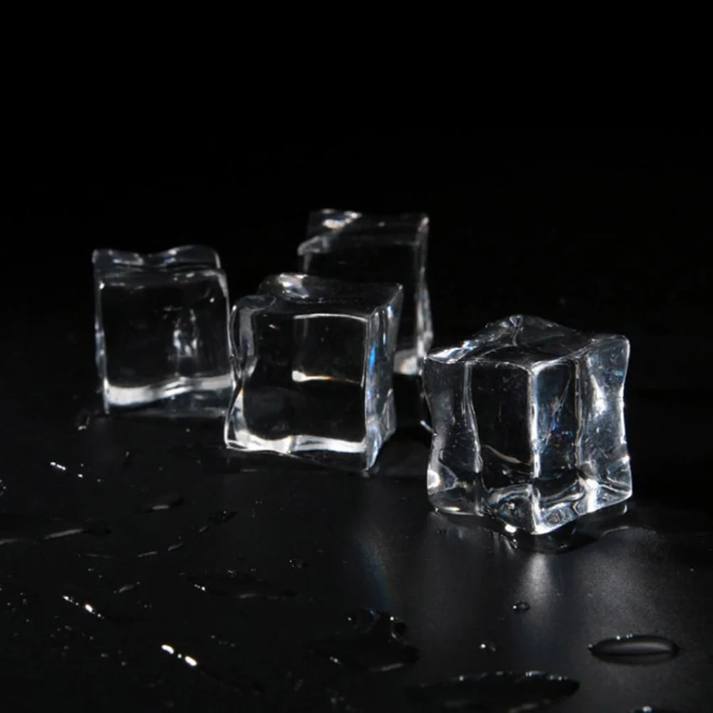

48Pcs Realistic Simulation Ice Cubes Transparent Acrylic Ice Block For Seasonal Events Table Scatters Photography Props