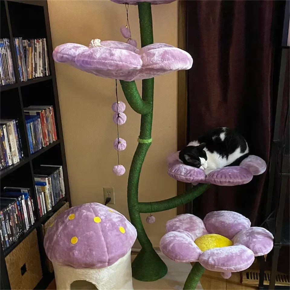 XIANGLONG Factory Supply Modern Luxury Wood Cat Condo New Design Flower Cat Tree Gift Cat Furniture