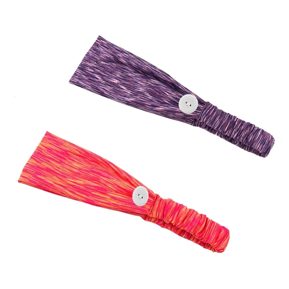

2Pcs Button Elastic Hairband Breathable Soft Headband for Nurses Doctors Mask Button Hair Band Fitness Running Hairband