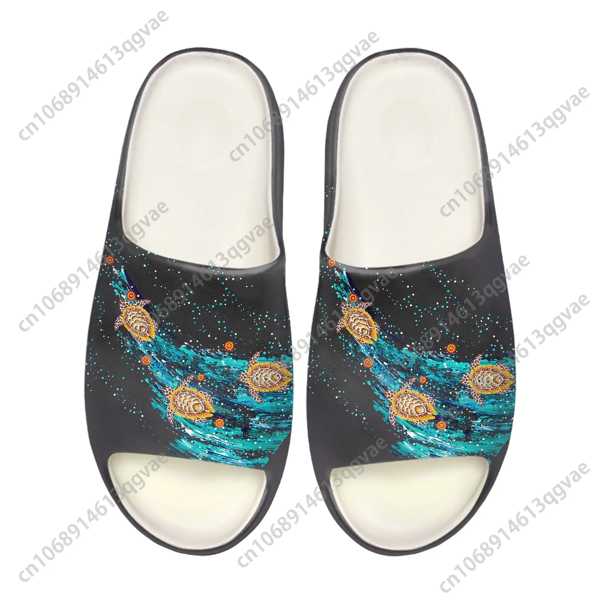Australia Aboriginal Turtle Indigenous Design Soft Sole Sllipers Home Clogs Custom Mens Womens Teenager Stepping Beach Sandals