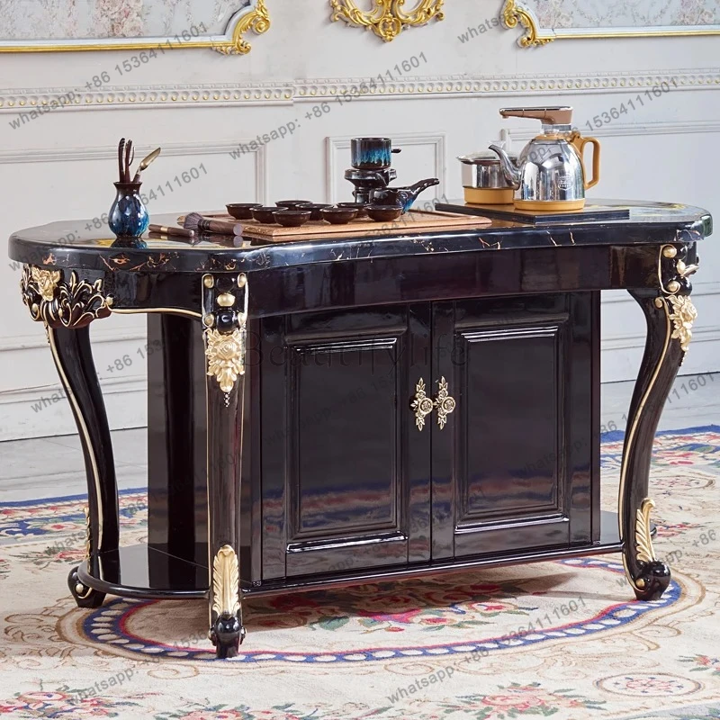 tea table villa living room household solid wood marble tea table chair kung fu tea table a multi-function