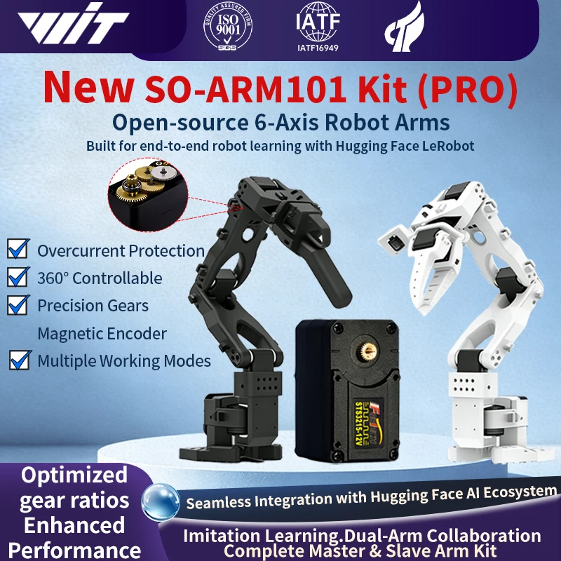 SO-ARM101 Low Cost Open-Source AI 6-Axis Robot Arm Servo Motor Kit Pro for LeRobot Hugging Face Projects DIY Robotics Developer