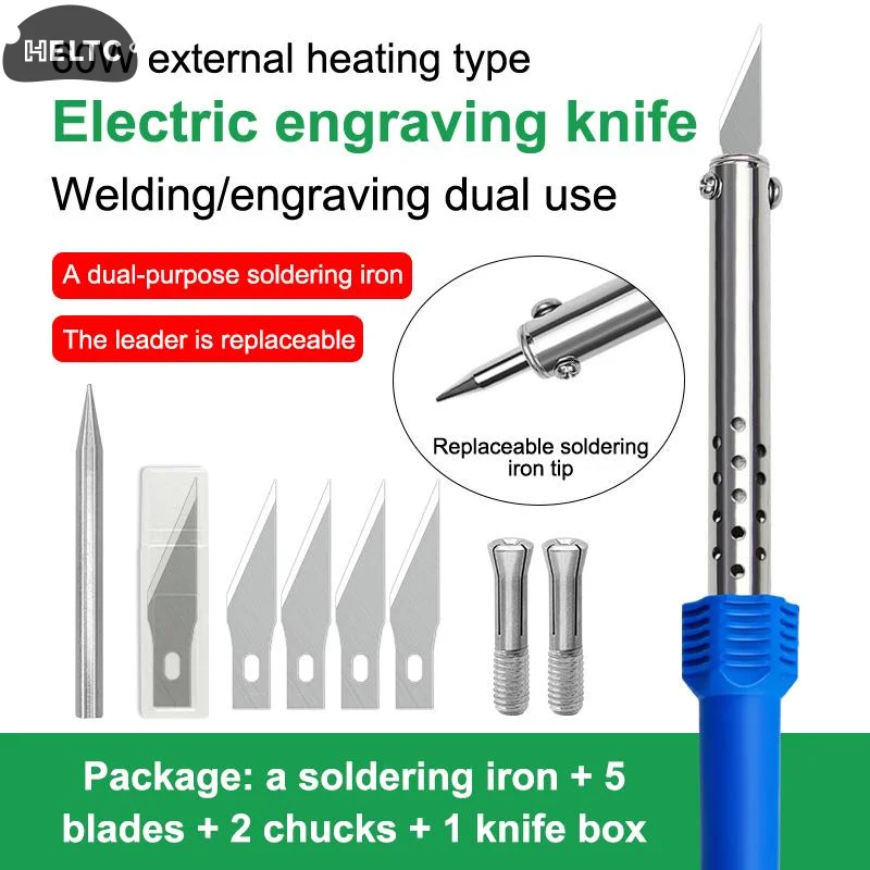1/3/9/10Pcs Electric Hot Knife Cutter Kit With Soldering Iron For Carving Plastic Vinyl US EU Plug Multipurpose Diy Tool Set