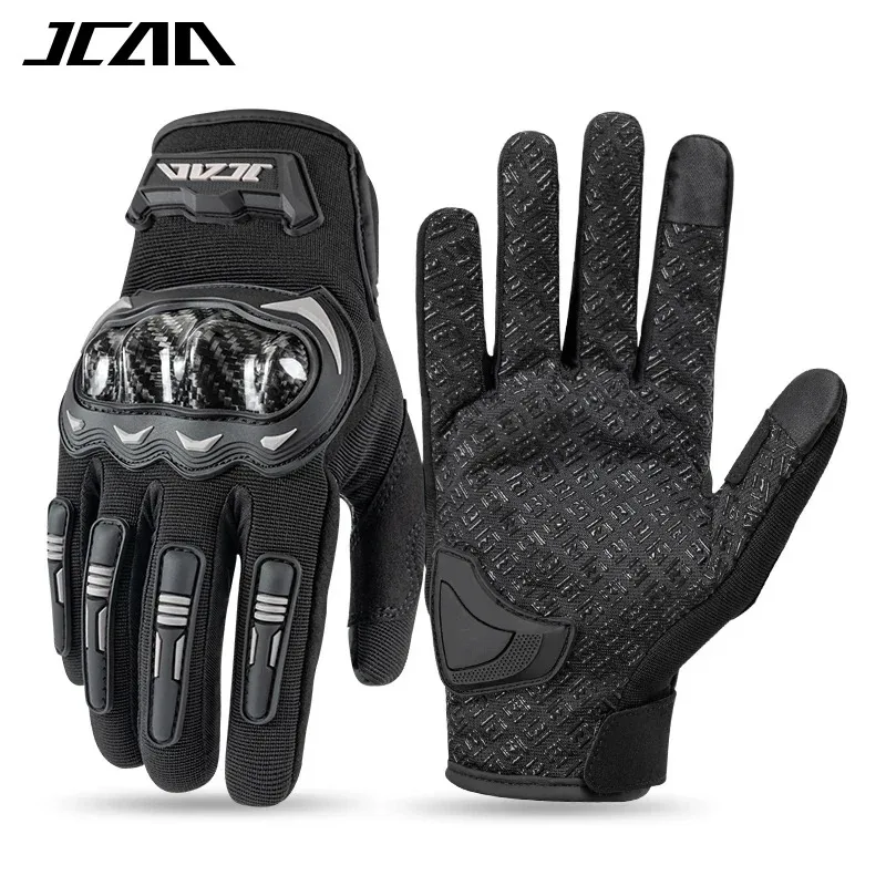 Summer Breathable Full Finger Touchscreen Motorcycle Gloves Accessories for Man Women Anti-Slip Racing Reflective Carbon Glove
