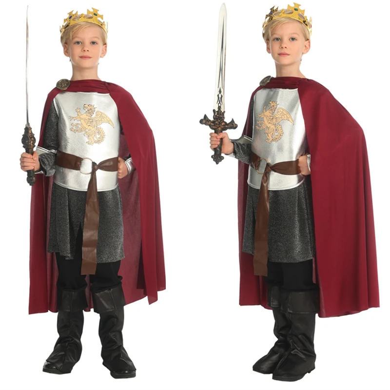 Show de palco crianças luxo nobre príncipe cosplay traje pequeno príncipe role play rei cavaleiro vestido menino