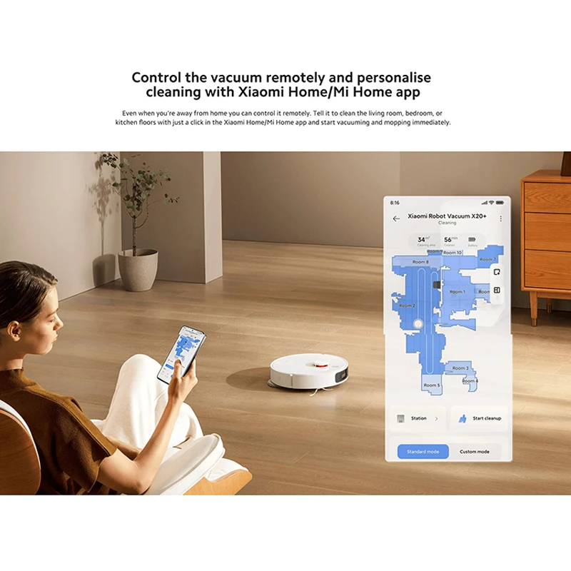 Global Version Xiaomi Robot Vacuum X20+ Voice Control Automatic Dust Collection Whole House Scan Hair Liquid Cleaning