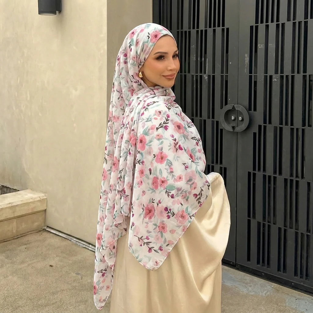 

Luxury Brand Scarf Floral Cotton Shawl Lady Wrap Large Pashmina Hijab Headband Scarves Islamic Turban Bufanda Foulard Stoles