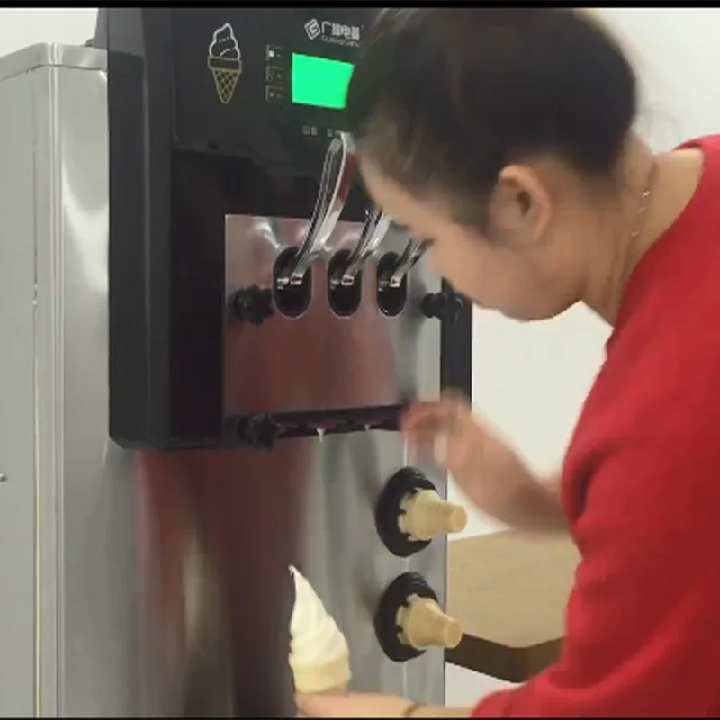 Commercial Automatic Three-Head Vertical Ice Cream Machine with Fresh-Keeping Function Stainless Steel
