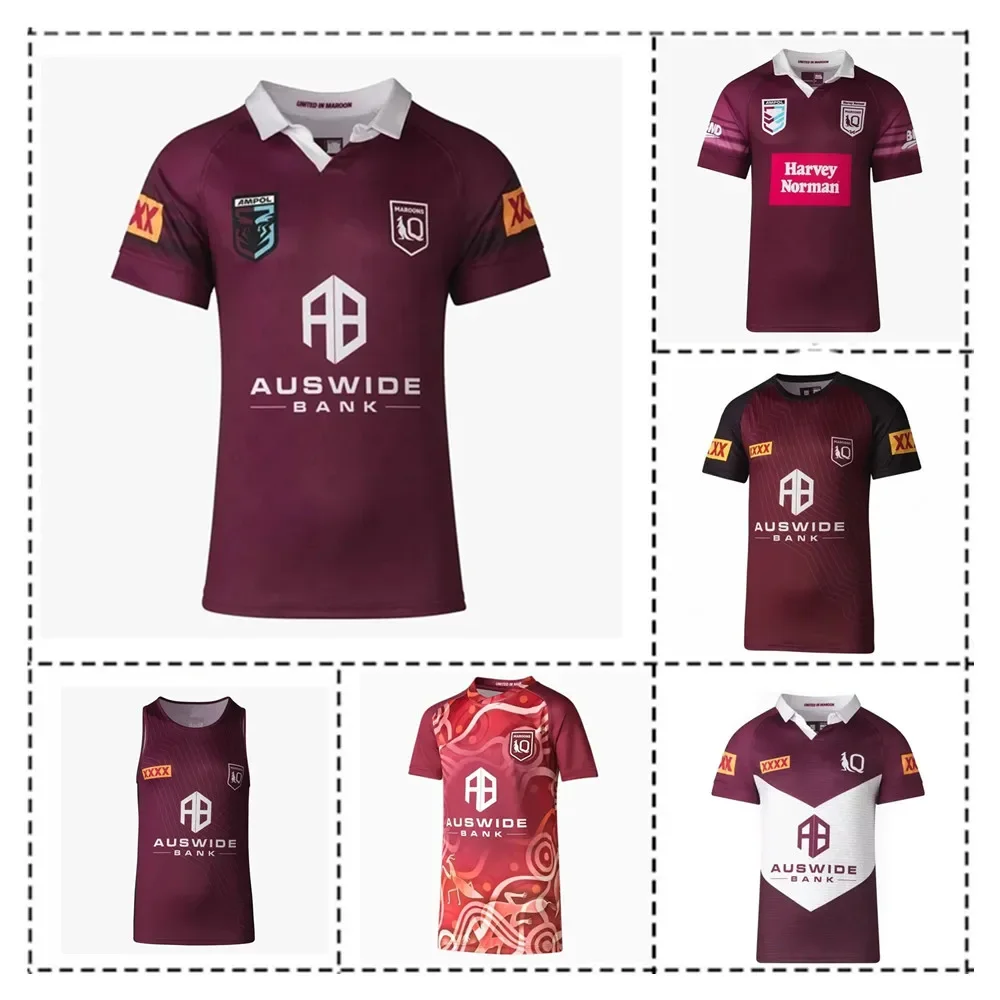 

2023 Queensland Maroons Home / Indigenous Training Polo Singlet Mens Rugby Jersey Size:S-5XL （Print Custom Name Number）