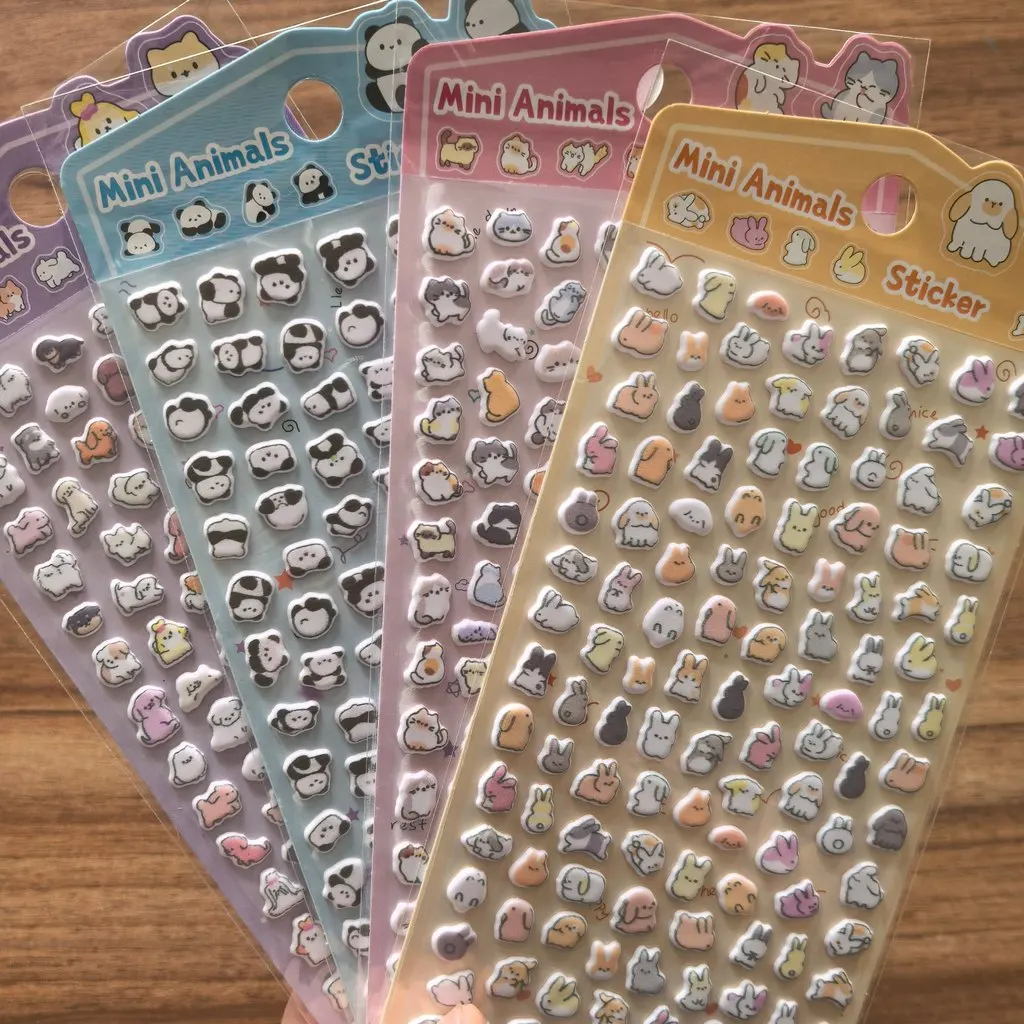 

4 упаковки милых мини-наклеек с рисунком животных-яркие украшения с мелкими животными для канцелярских принадлежностей, бутылок с водой, магазин AnimeWorlds