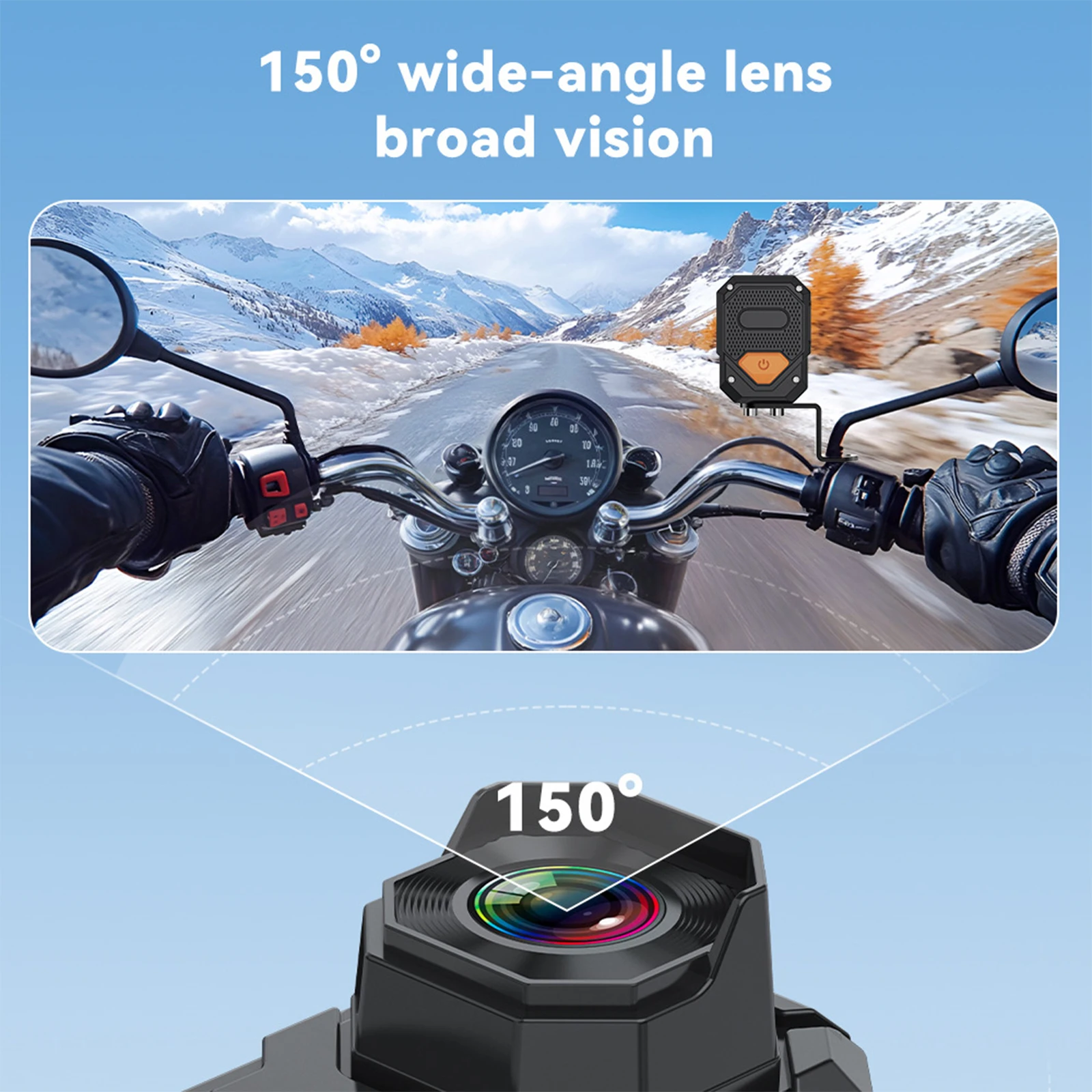 2K Motorcycle Dash Cam Loops Overwrite IP65 Waterproof Car Camera Lightweight Mini Bike Dashcam for Motorcycle Commuting