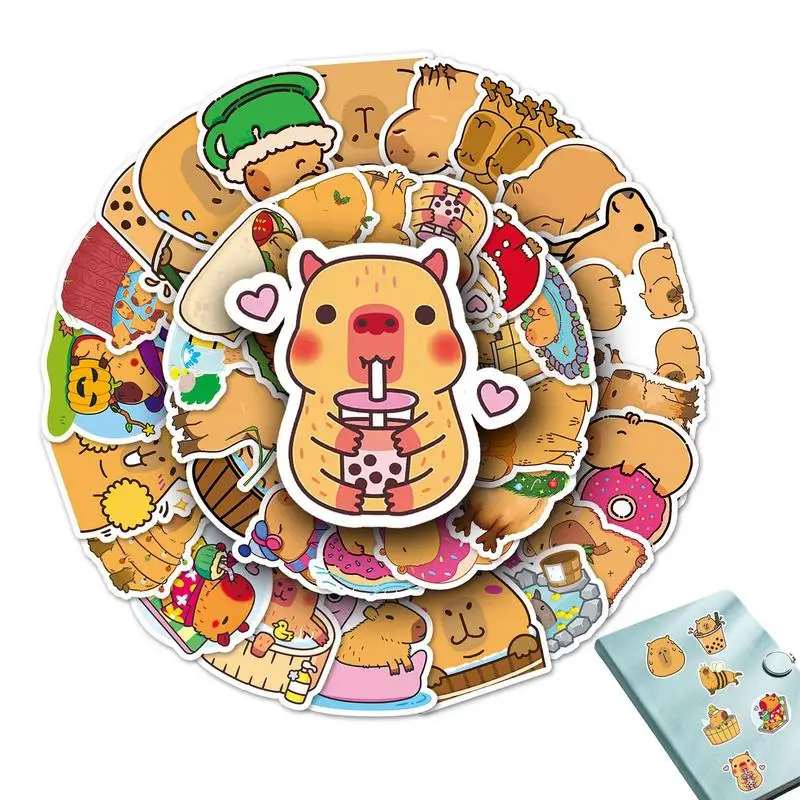 50pcs Cute Capybara Sticker Set Animals Stickers PVC Graffiti Sticker Sticky Aesthetic Decor DIY Books Laptop Guitar Skateboard