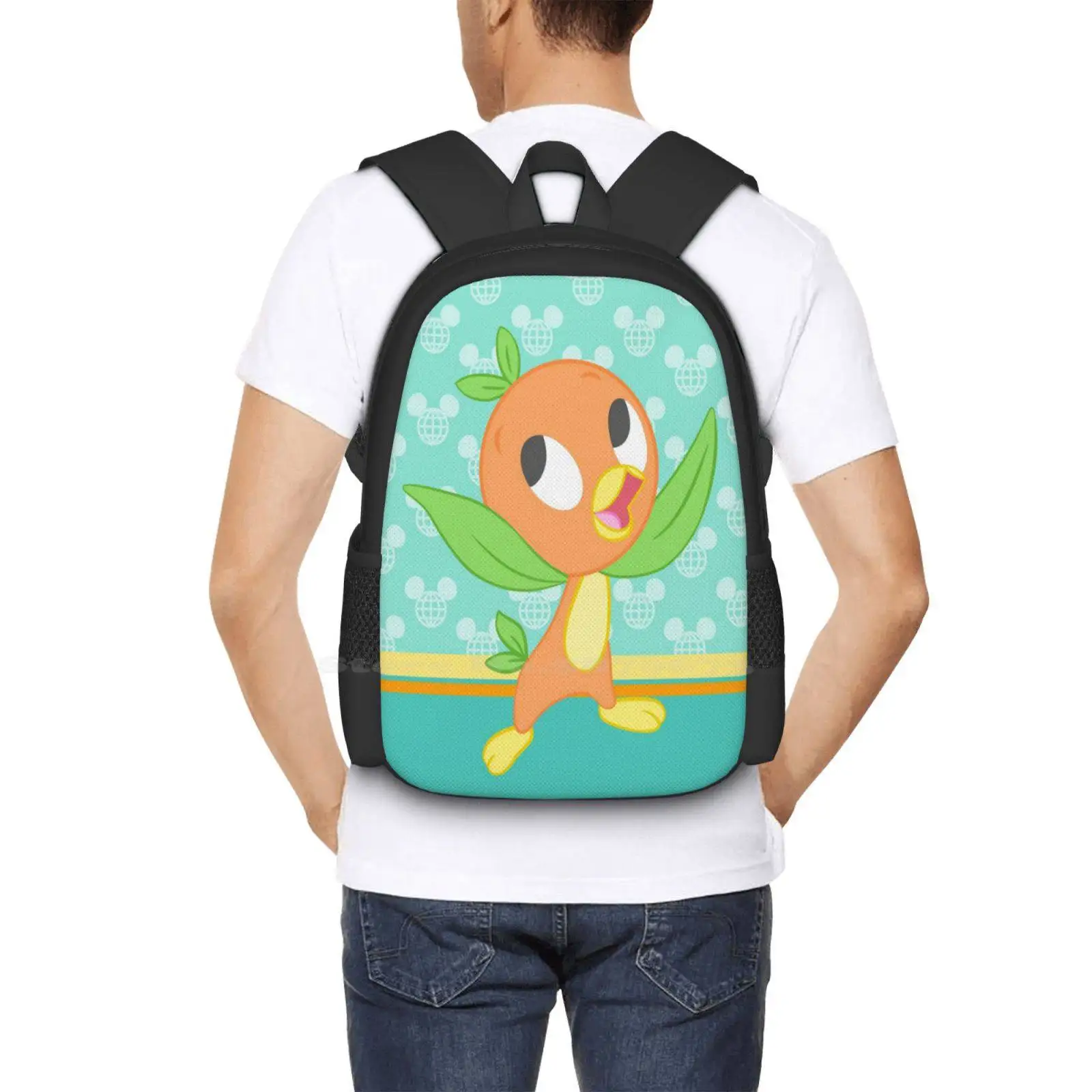 Wdw-mochila con diseño de pájaro naranja, morral escolar, naranja