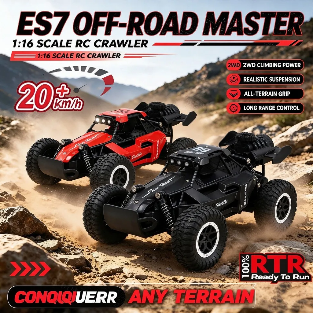 1:16 Scale RC Car High Speeds 20KMH Remote Control Monster Truck Off-Road with LED Lights for Adults Kids Durable Gift Ready for