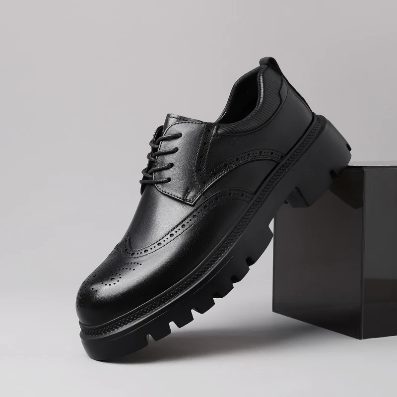 

Новые мужские кожаные туфли на низком каблуке с толстой подошвой, повседневные, деловые, 250945