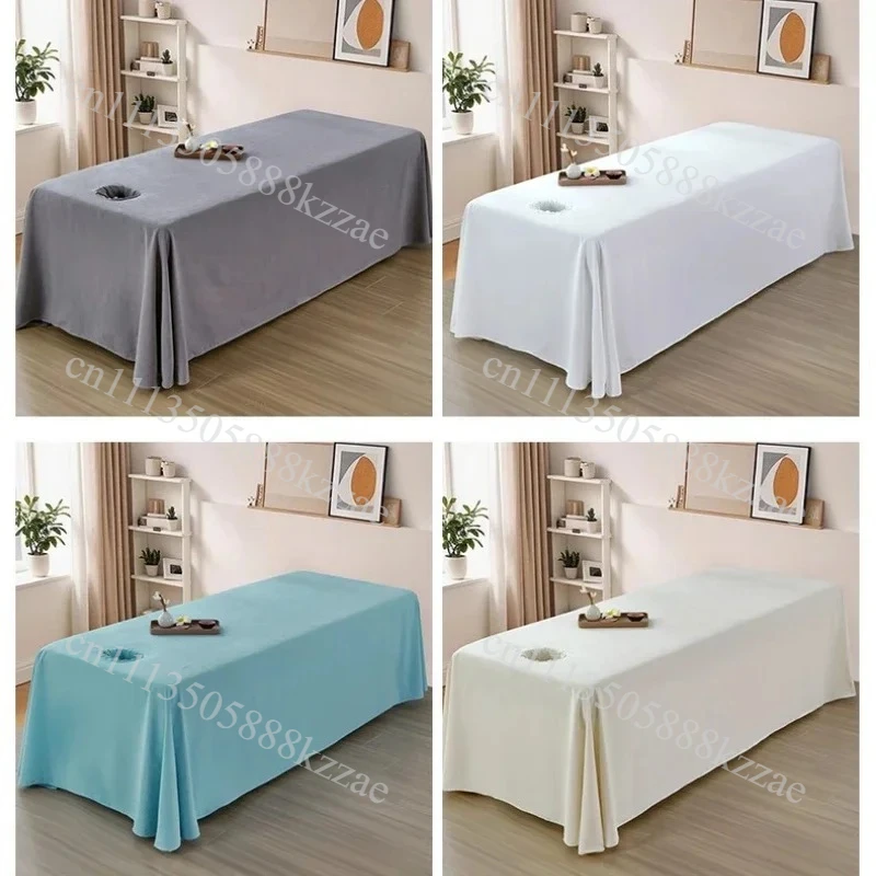 SPA Bed Full Cover White Skirt for Beauty Salon Massage Table Sheet Skin-Friendly Massage Bed Cover Sabnanas with Hole