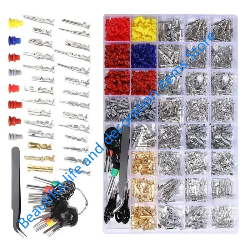 

XX9B 950Pcs Connector Pin Terminals Car Electrical Wire Terminals 1/1.5/1.8/2.2/2.8/3.5mm Automotive Pin Connector Enduring
