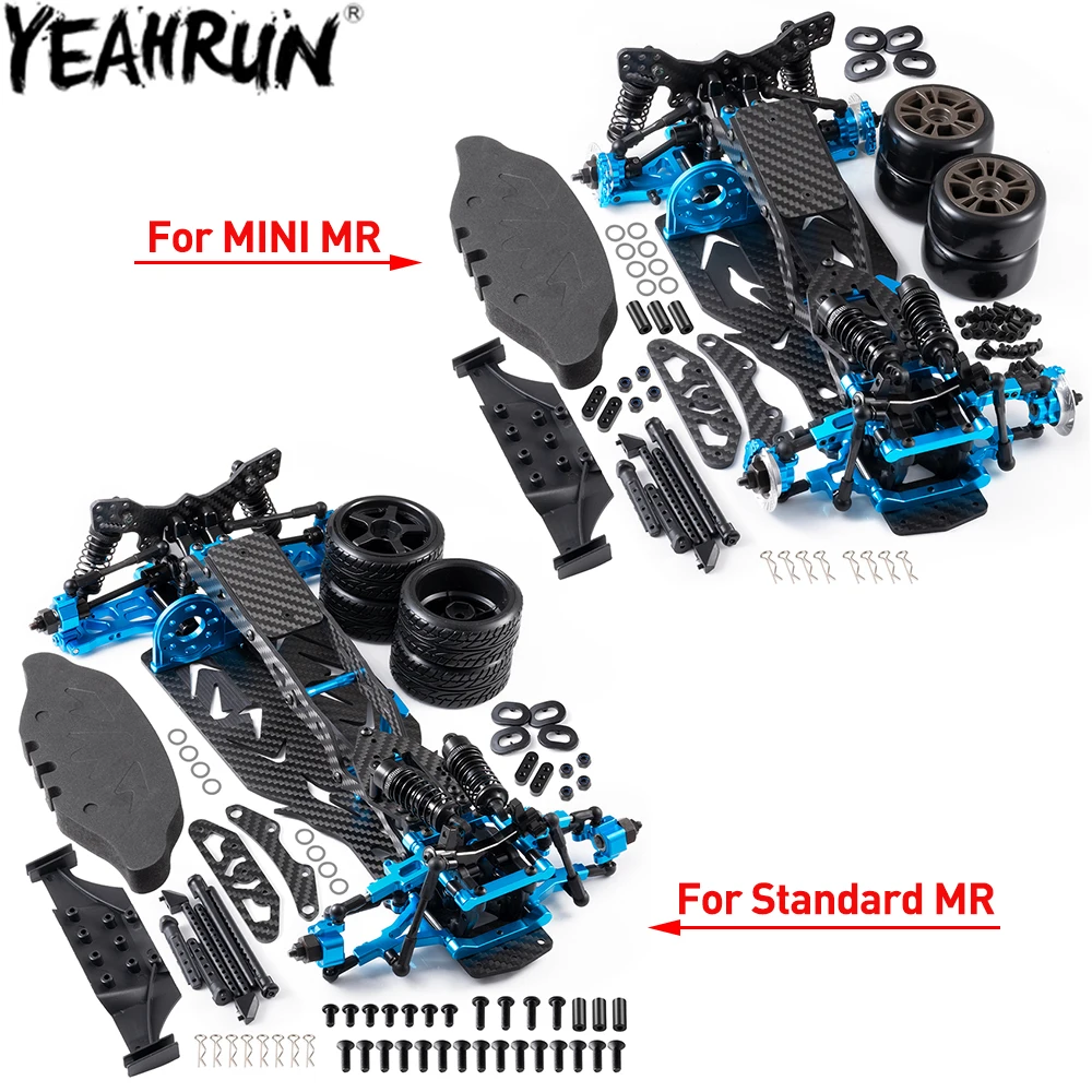 YEAHRUN Metal&CF Chassis Frame Assembled Set MR Middle-Engine, Rear-Drive for 1/10 Sakura D5 Upgrade Parts