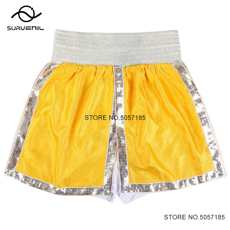 Kickboxing Pants Men Women Child Boxing Shorts Premium Martial Arts Combat BJJ MMA Clothing Yellow Grappling Cage Fight Shorts