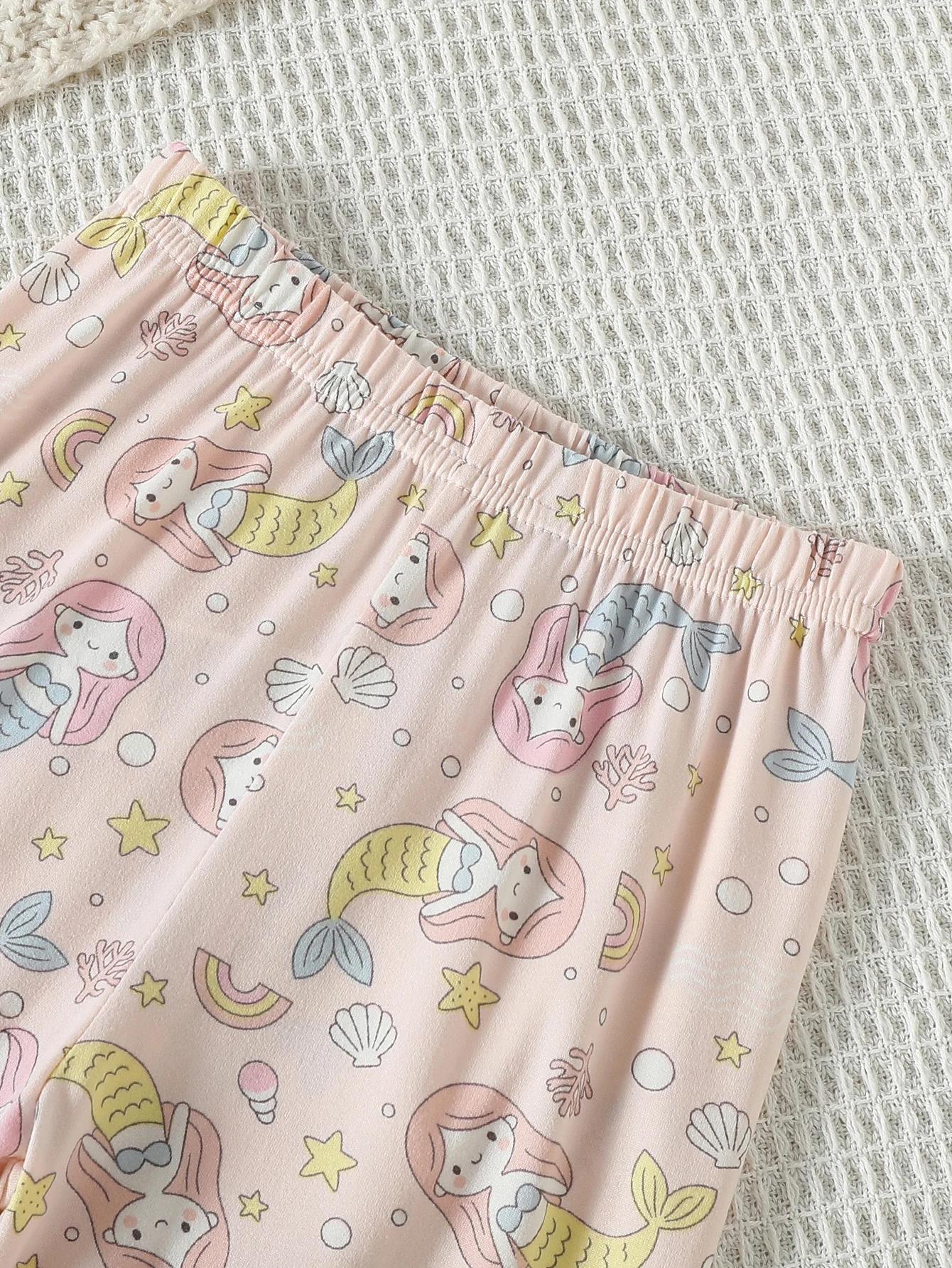 2-teiliger Kinder-Herbstanzug mit süßem Meerjungfrauen-Print, lässiger, warmer Anzug für Jungen und Mädchen, bequeme Hauskleidung, langärmelige Hose – Detail 10