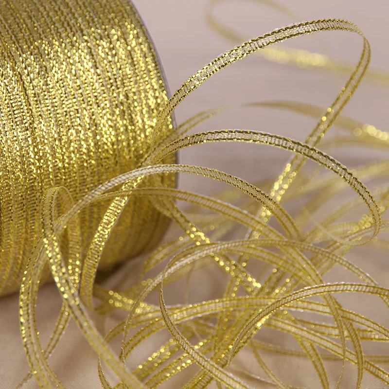 Handmade Gold and Silver Onion Ribbon 25 Yards/roll Metallic Luster Wedding Christmas Decoration DIY Webbing Card Gift Wrapping