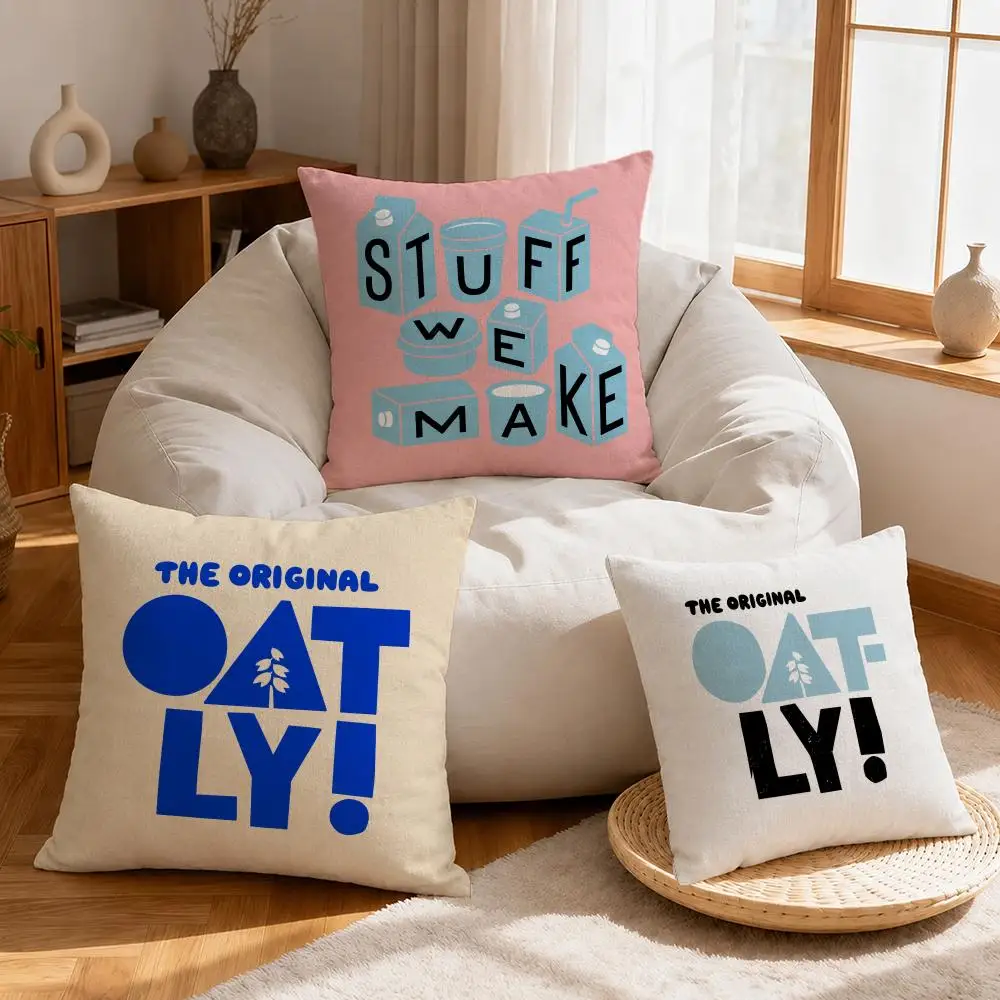 Brand Oatly Cushion Cover Linen Anti-Mite Antibacterial Cushion Cover Invisible Zipper Sofa Decor
