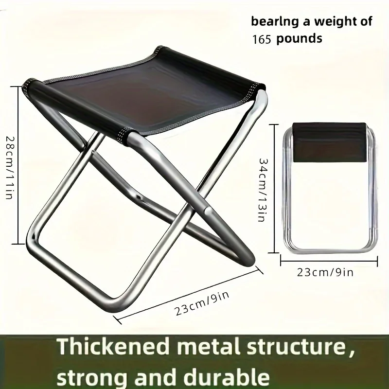 1pc Outdoor Folding Stool Portable Fishing Chair Train Pony Tie Stool Camping Chair Folding Chair Camping Small Stool