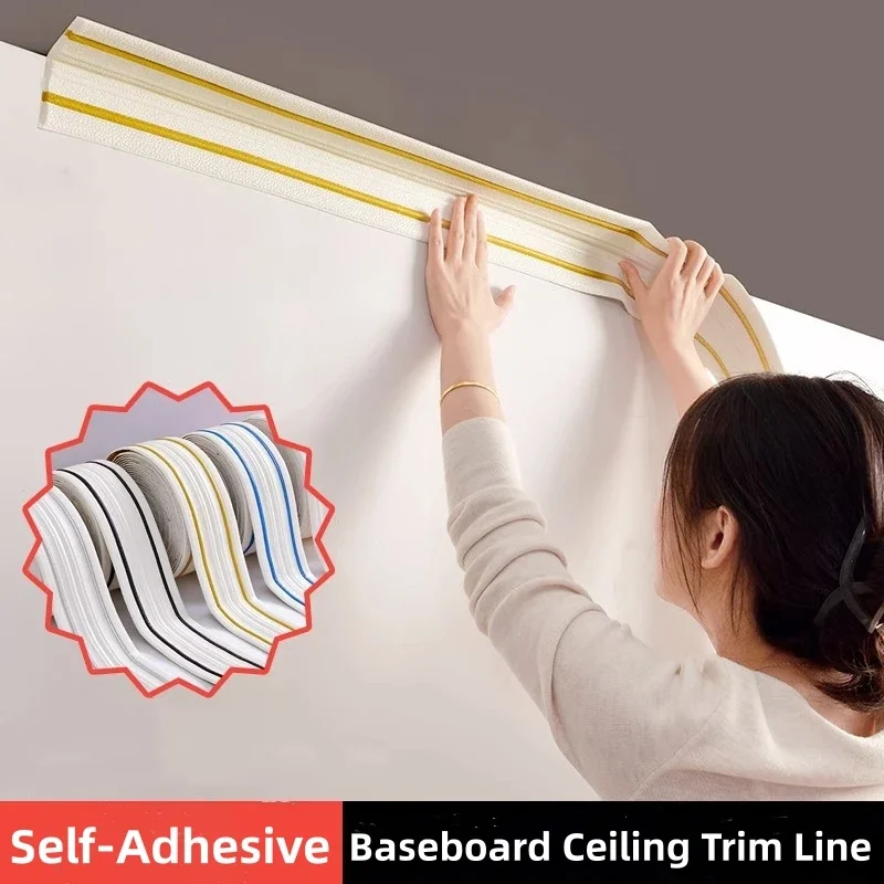 Home Decoration Large Size 14CM Self-adhesive 3D Wall stickers Skirting Ceiling Trim Sticker Wall Anti-collision Seam Line