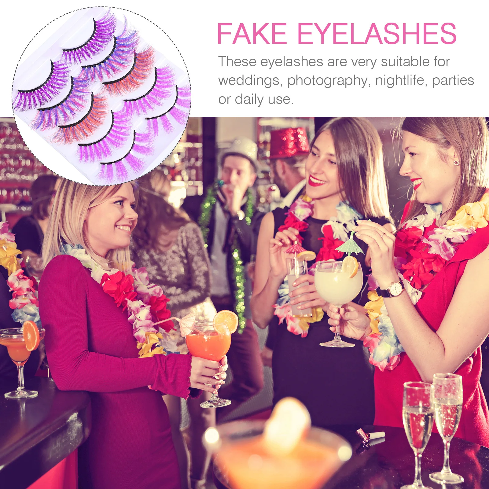 

10Pcs 3D Colorful Eyelashes Long Dramatic False Eyelashes for Halloween Party Makeup Thick Volume Fake Eyelash