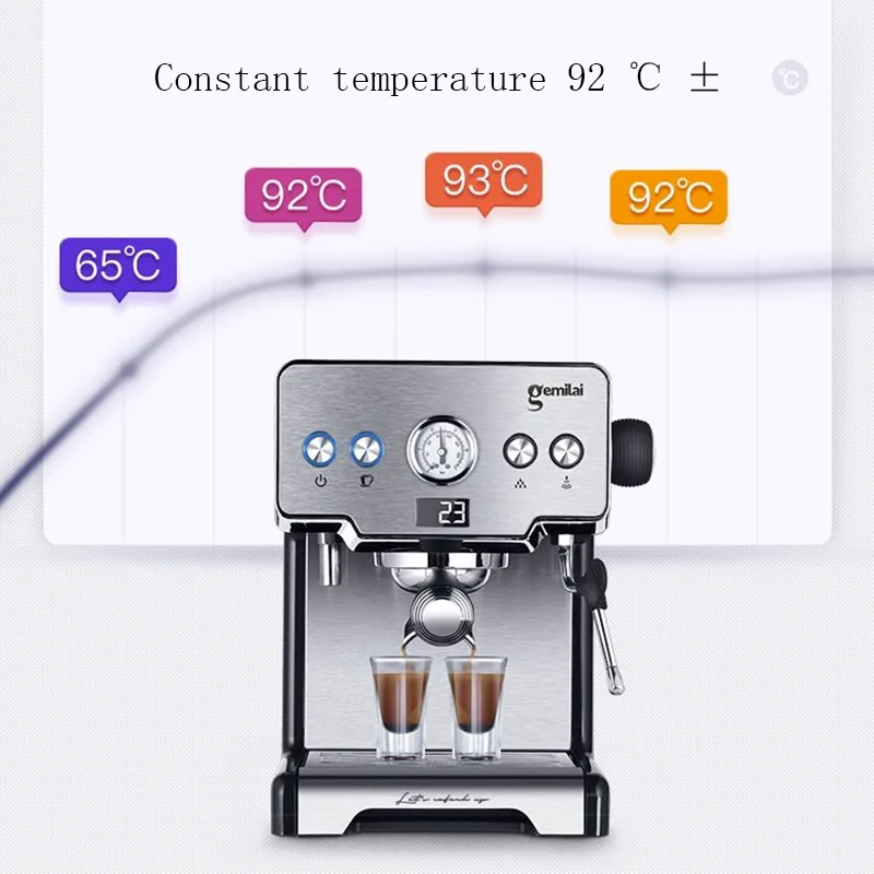 15 Bar Italian Coffee Machine Stainless Steel Steam Semi-automatic Milk Bubble Espresso Coffee Maker Commercial CRM3605