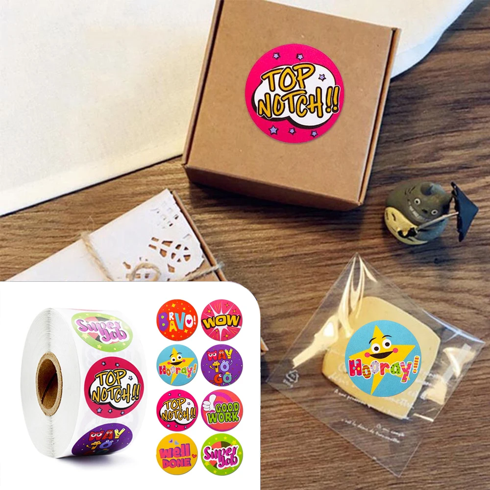 Милый мультяшный стикер для вознаграждения слова, стикер для воодушевления для детей, игрушечный конверт, запечатывающая наклейка для скрапбукинга, канцелярские принадлежности